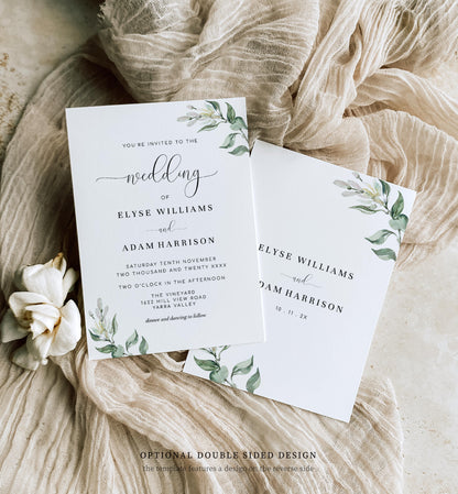 Muted Greenery | Printable Wedding Invitation Suite