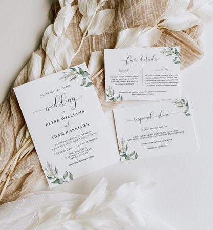 Muted Greenery | Printable Wedding Invitation Suite