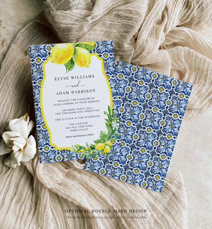 Positano Lemons | Printable Wedding Invitation Suite Template