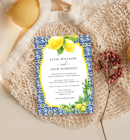 Positano Lemons | Printable Wedding Invitation Suite Template