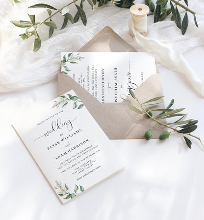 Muted Greenery | Printable Wedding Invitation Suite