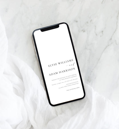 Ellesmere White | Smartphone Wedding Invitation & Details Template