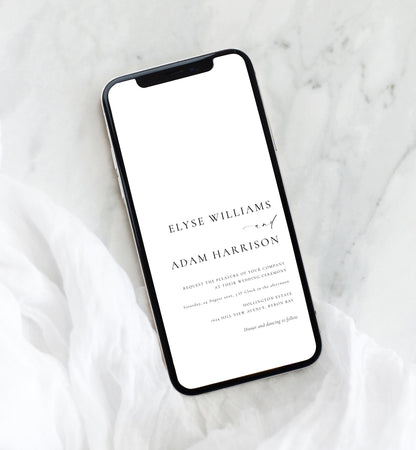 Ellesmere White | Smartphone Wedding Invitation & Details Template