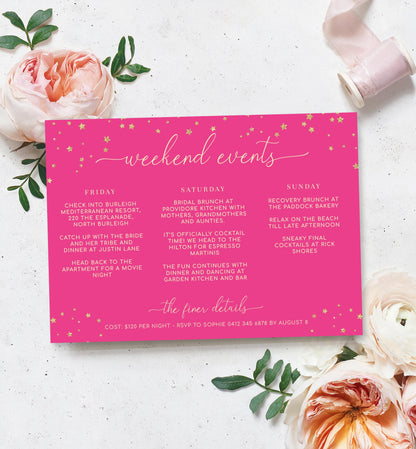 Paintly Hot Pink Gold | Printable Weekend Itinerary