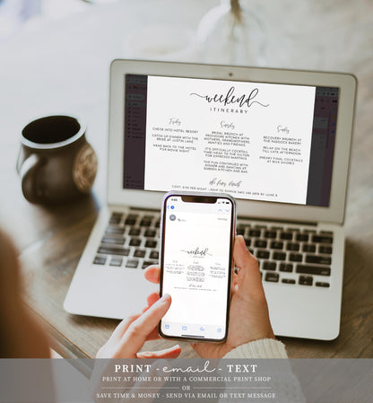 Lucas Script White | Printable Weekend Itinerary