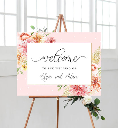 Quinn Floral Pink | Printable Welcome Sign