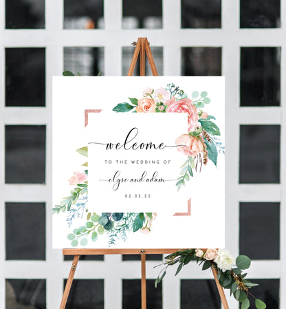 Afternoon Blooms | Printable Square Welcome Sign Template - Black Bow Studio