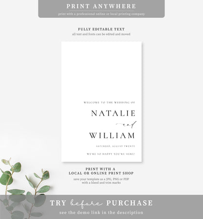 Ellesmere White | Printable Welcome Sign Template