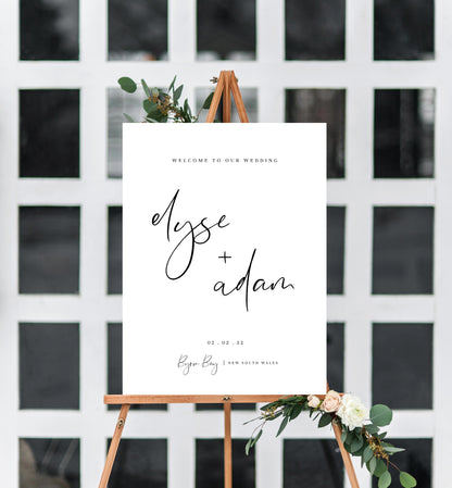 Minimalist Wedding Welcome Sign, Printable Modern Wedding Welcome Sign, Script Wedding Welcome Sign Poster, Large Wedding Sign, Gigi Script