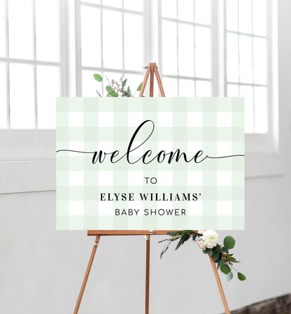 Gingham Mint Green | Printable Welcome Sign - Black Bow Studio