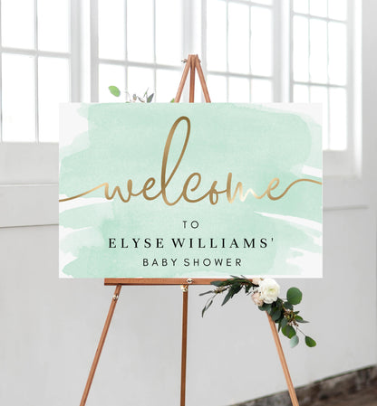 Watercolour Green | Printable Welcome Sign - Black Bow Studio