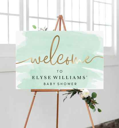 Watercolour Green | Printable Welcome Sign - Black Bow Studio