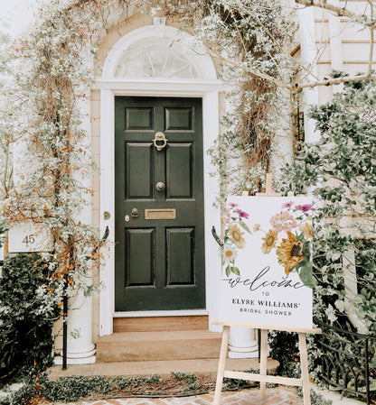 Mews Floral White | Printable Welcome Sign