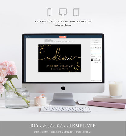 Paintly Black Gold | Printable Welcome Sign