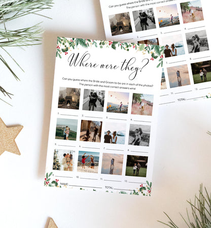 Merriment Christmas | Printable Where Were They Photo Bridal Shower Game