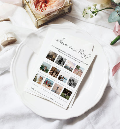 Quinn Script White | Printable Where Were They Photo Bridal Shower Game