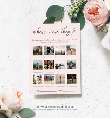 Quinn Script White | Printable Where Were They Photo Bridal Shower Game