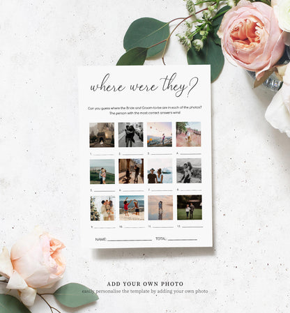 Quinn Script White | Printable Where Were They Photo Bridal Shower Game