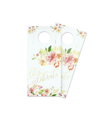 Quinn Floral White | Let's Celebrate Wine Bottle Tag Kit