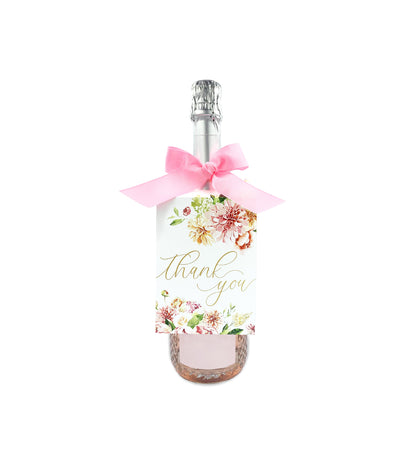 Quinn Floral White | Thank You Wine Bottle Tag Kit