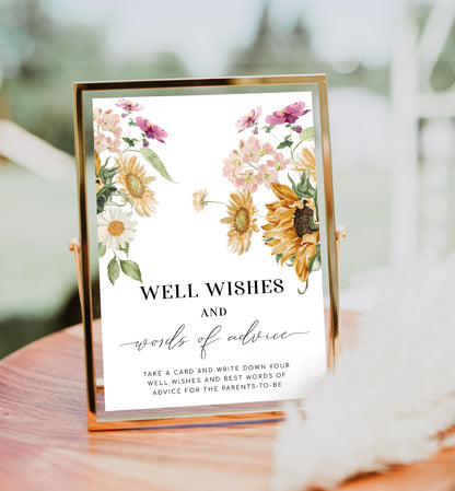 Mews Floral White | Printable Words Of Advice Sign and Card Template