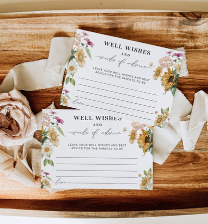 Mews Floral White | Printable Words Of Advice Sign and Card Template